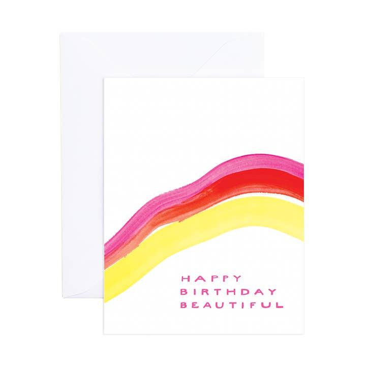 Carte d'anniversaire à rayures aquarelle Fahey pour la vente par Evergreen Summer
