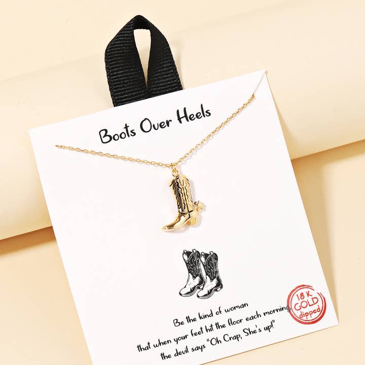 Gold Dipped Western Cowboy Boots Pendant Necklace for wholesale by Anarchy Street