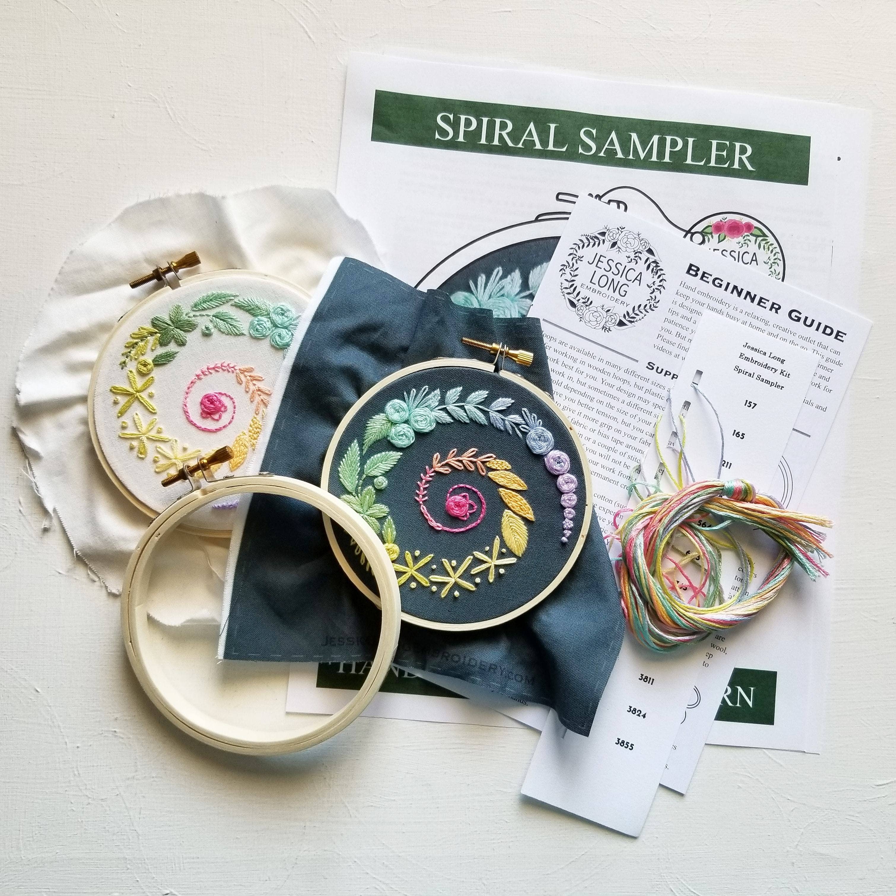 Jessica Long Embroidery - Wholesale Embroidery/Cross Stitch Supplies - Spiral Sampler Beginner Embroidery Kit3