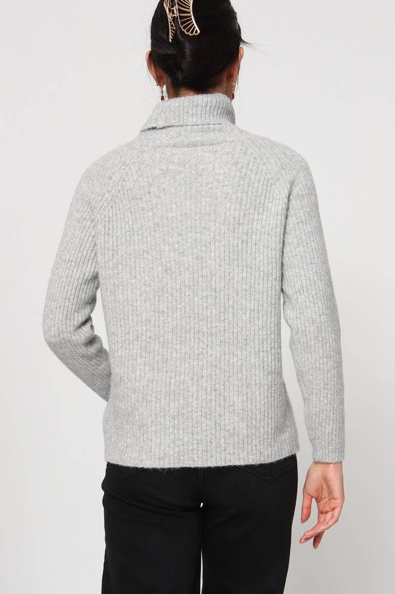 DIX-ONZE - Vente Pull en maille – femme - Pull Maille Côtelée – Col Roulé & Manches Longues6