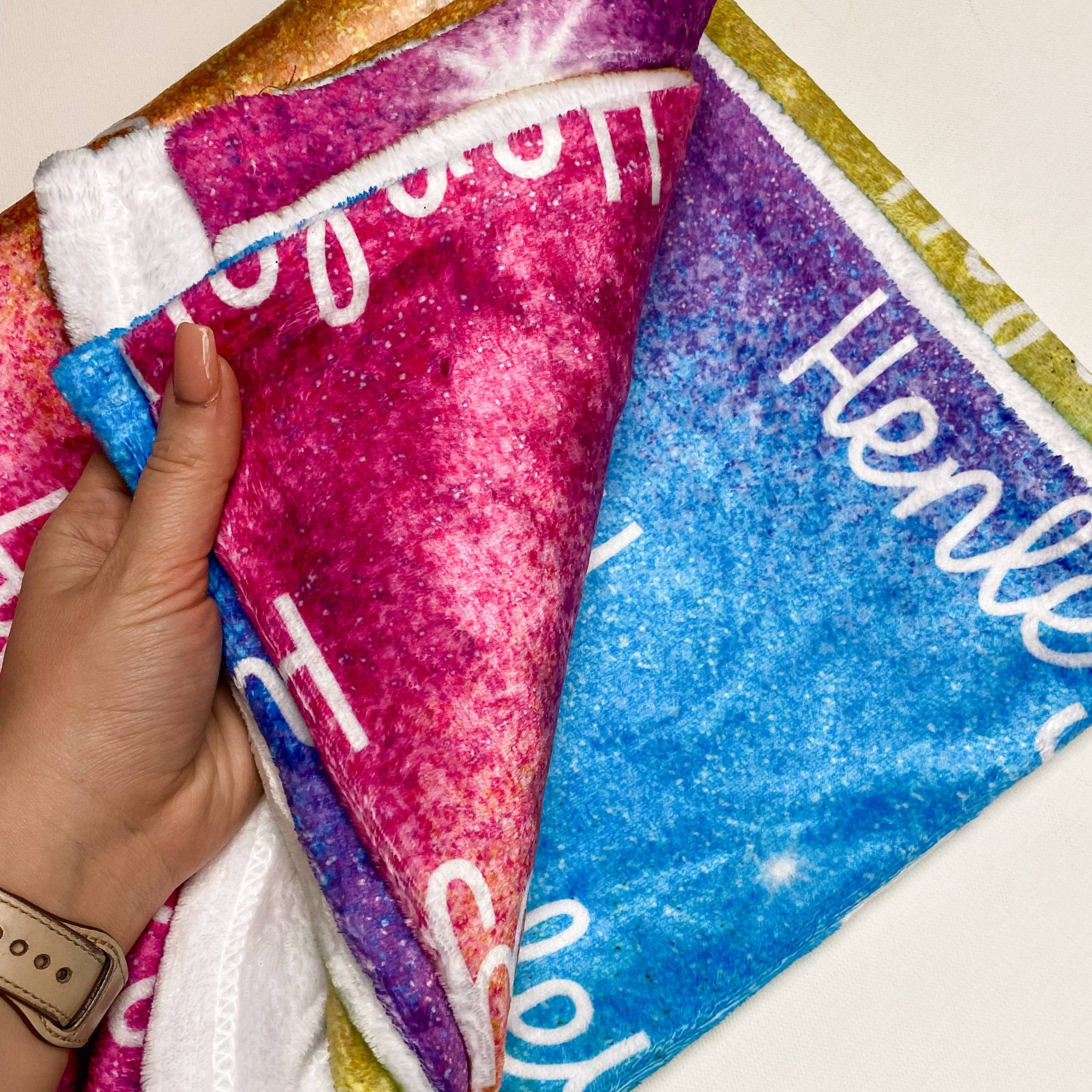 Danazyne - Wholesale Bedding Blanket - Kids & Baby - Rainbow Galaxy Personalized Repeating Name Plush Minky3