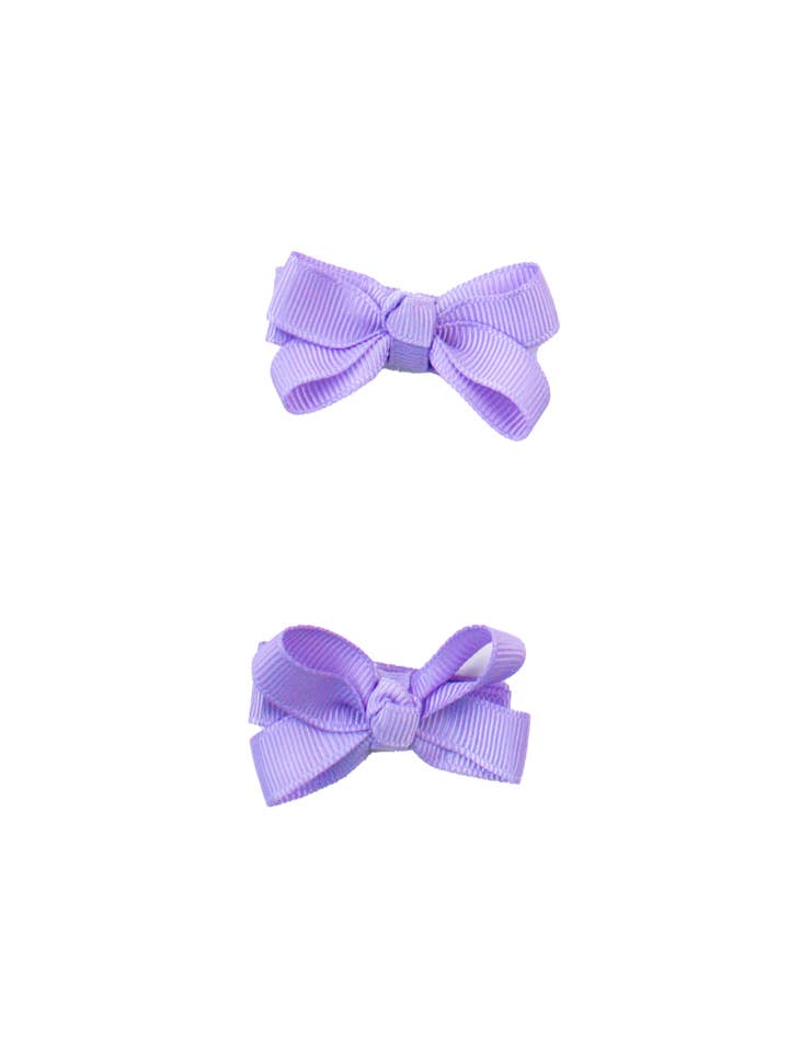 Juego de pinzas para el cabello con mini lazos lila claro para niñas para venta al por mayor de RuffleButts + RuggedButts