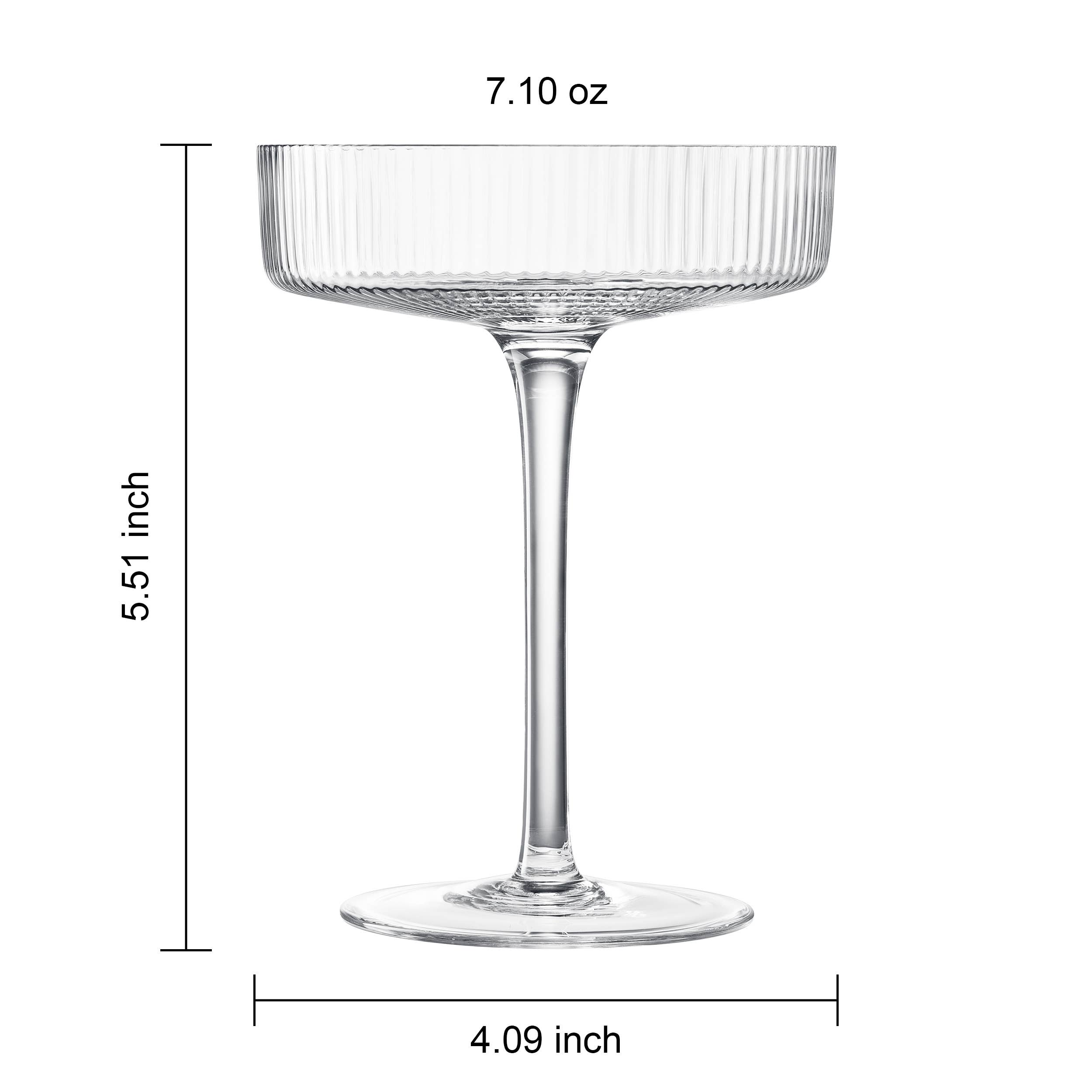 The Wine Savant /  Khen Glassware - Wholesale Cocktail/Liquor Glass - Ribbed Vintage Art Deco Coupe Glasses | Set of 12, 8OZ4