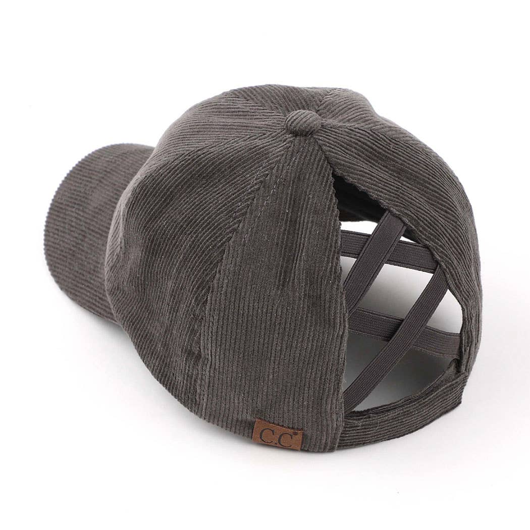 Fashion City - Wholesale Ponytail Cap - Women's - Corduroy Criss-Cross Pony Cap17