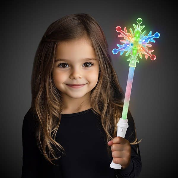 Windy City Novelties - Wholesale Toy Wand - Kids - LED Snowflake Wands – 12 Count Holiday Retail Display