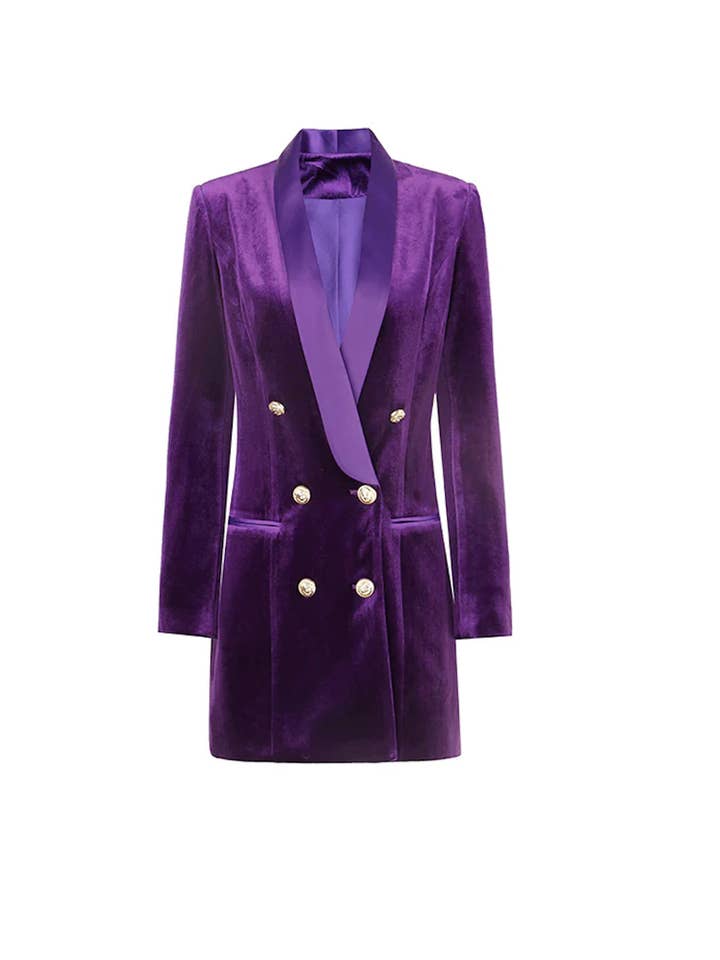 ALLARA - Wholesale Dress - Women's - Blair Purple Velvet Blazer Dress