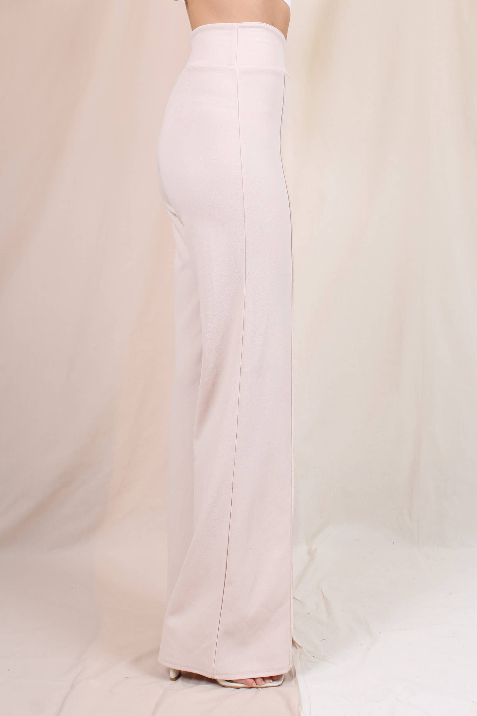 Fore Collection - Wholesale Pants - Women's - DRESSY HIGH WAISTED V CUT PINSTRIPE TROUSERS -PD5710F011