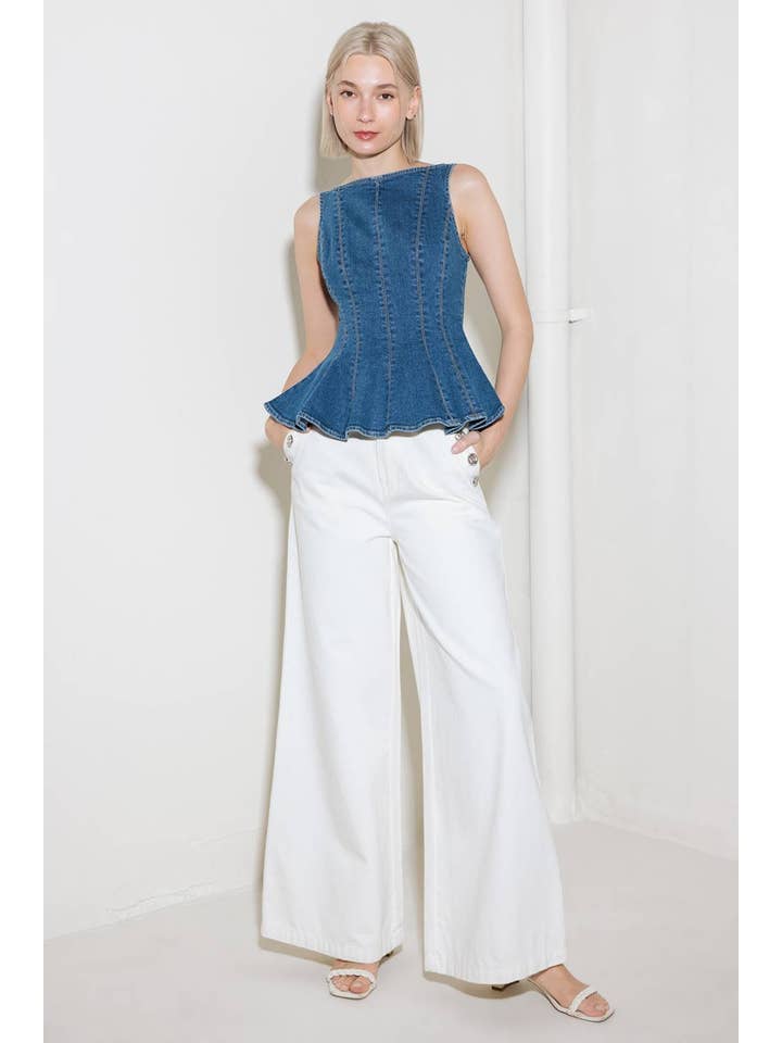 A washed denim top - FT1576 for wholesale on Faire