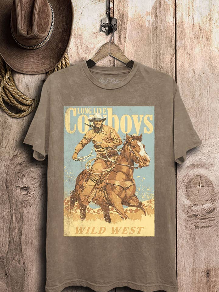 Long Live Cowboys Graphic Top for wholesale by Lotus Fashion Collection