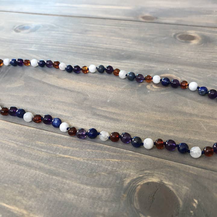 Baltic Essentials - Venta al por mayor Collares de cuentas/perlas - Collar de ámbar báltico de 16, 17 y 19 pulgadas, piedra de luna de ámbar oscuro, enfoque, claridad, amatista,