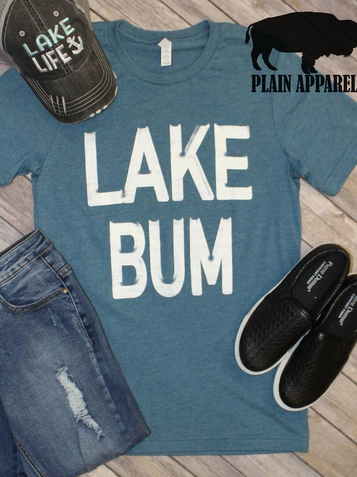 Lake Bum Teal Crew for wholesale by Plain Apparel Tees