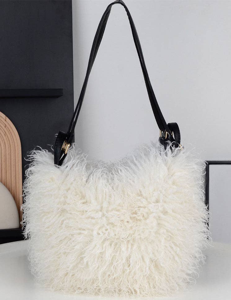 Sweetkama - Wholesale Shoulder Bag - Women's - Ladies Faux Mongolian Fur Tote Two Shoulder Bag SKAB40942