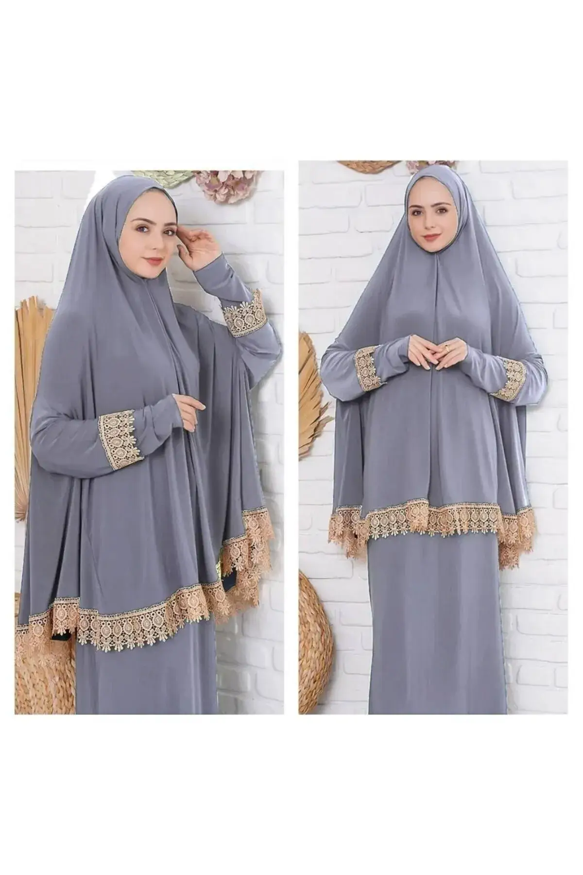 Meyran - Vendita all'ingrosso Vestito - Donna - Abaya Due Pezzi con Gonna e Sciarpa Incorporata - Adatta per la Preghiera2