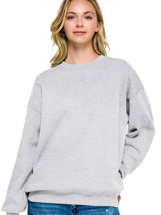 Fleece Relaxed Fit Oversized Crew Neck Sweatshirt for wholesale by Vanilla Monkey