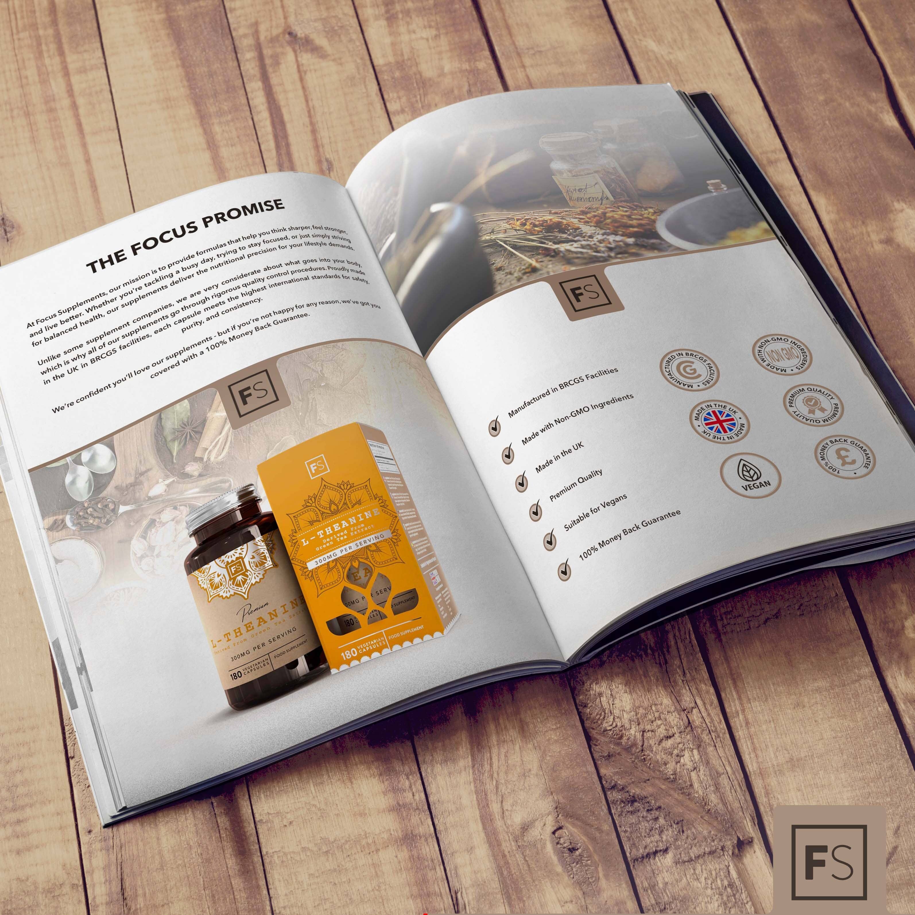 Focus Supplements - Venta al por mayor Suplementos/vitaminas para beber - L-teanina de extracto de té verde (300 mg) 180 cápsulas3