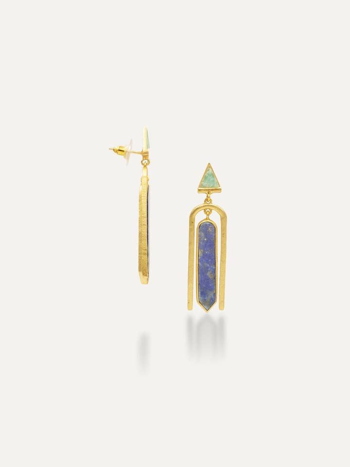 Uma Lapislazuli Goldene Ohrringe für den Großhandel von TIAHRA Jewelry