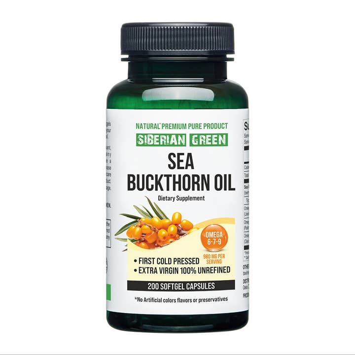 SiberianGreen - Wholesale Oral Supplement/Vitamin - Siberian Sea Buckthorn Oil 200 Softgels Cold Pressed Unrefin