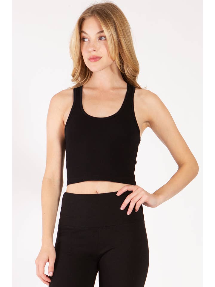 Color 5 - Wholesale Tank Top - Women's - Solid color cotton lycra cropped tank top with racer back