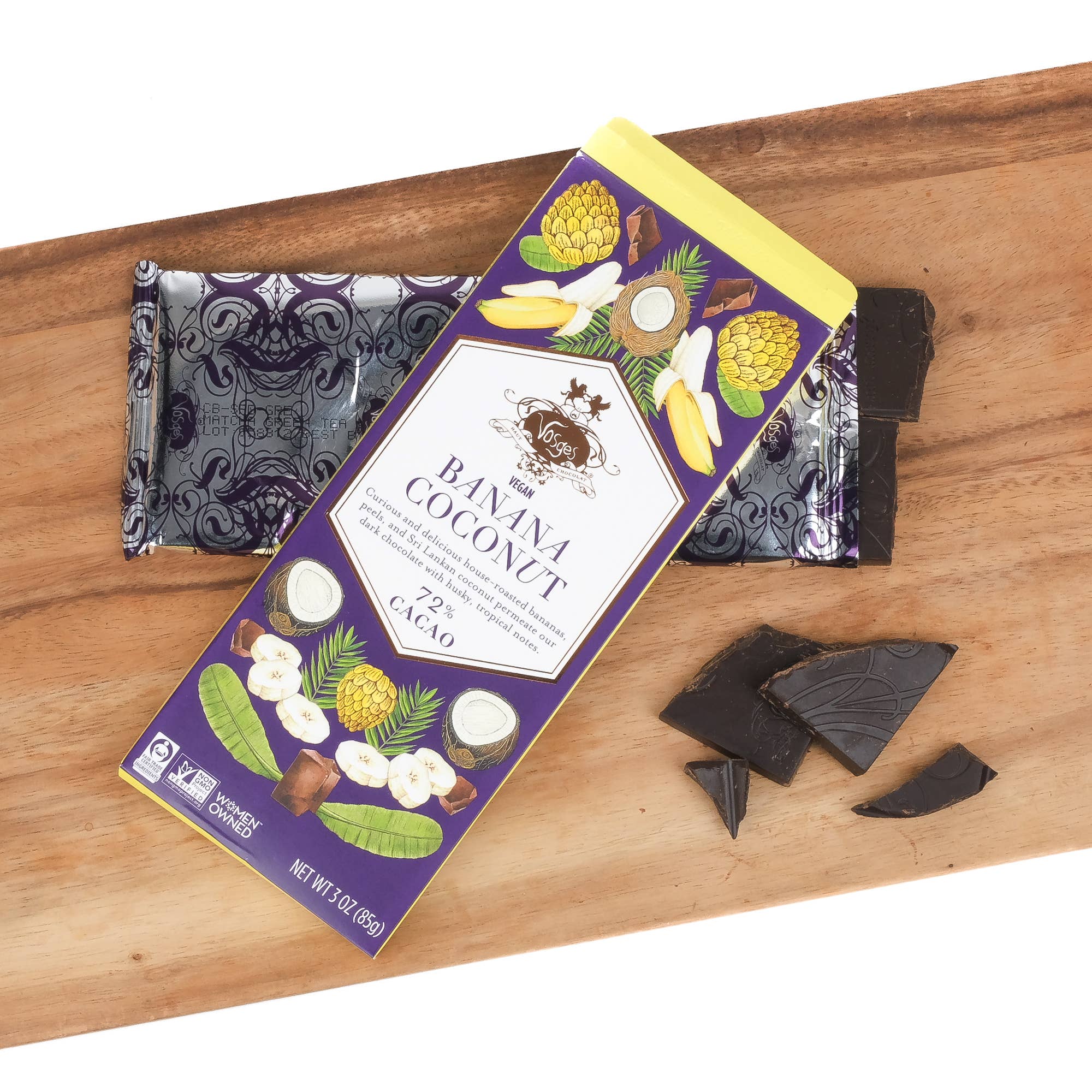Vosges Haut-Chocolat - Wholesale Chocolate Bar - Dark Chocolate Bar w/ Banana & Coconut - Gourmet1
