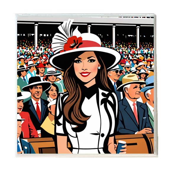 Woman in Hat at Derby Ceramic Coaster for wholesale by Layne Wilson