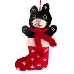 Gatto in una calza di Natale per la vendita all'ingrosso da parte di Santa and friends