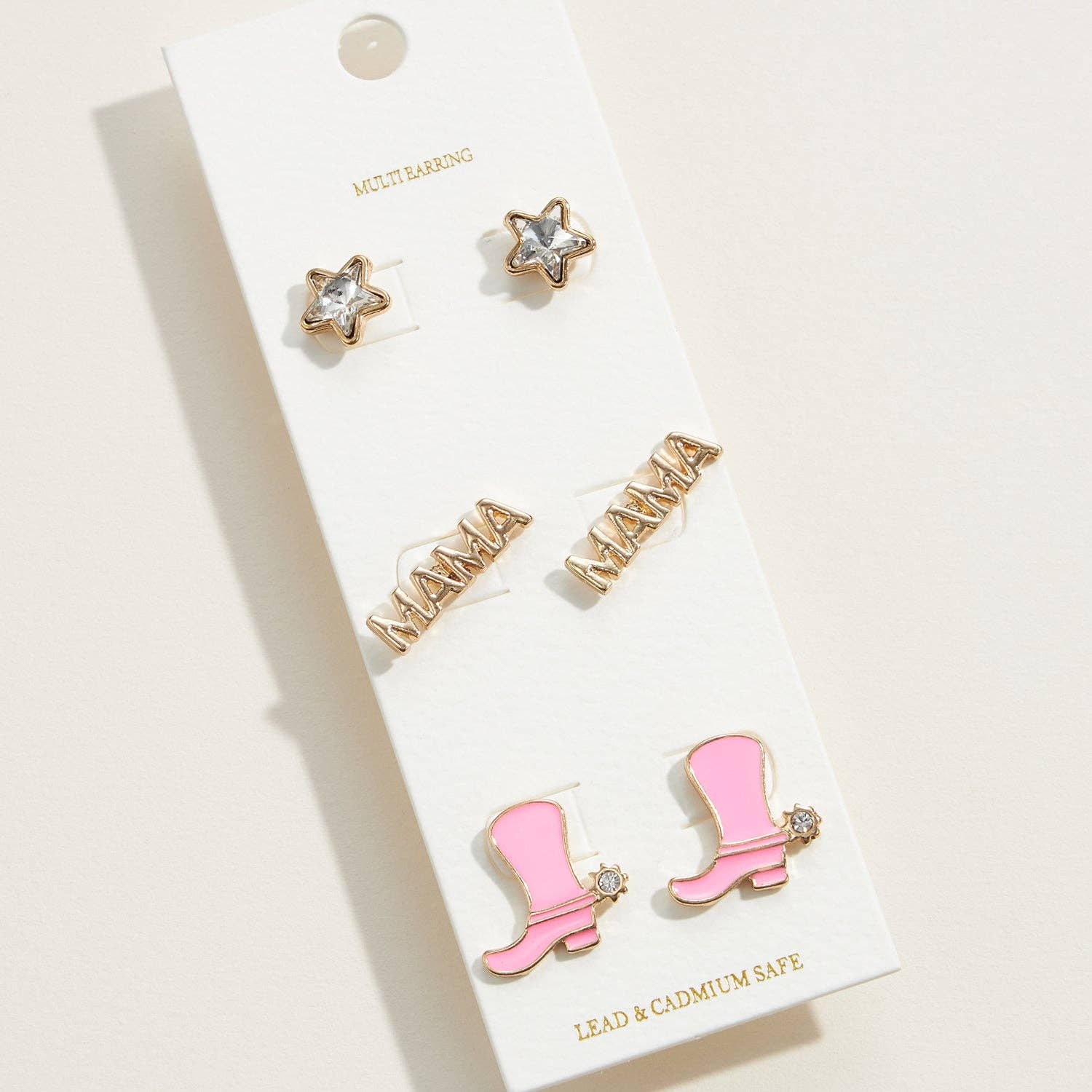 Frem - Wholesale Stud/Post Earrings - Western Boots MAMA Multi Pair Enamel Earrings1