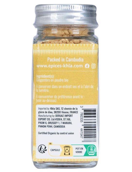 Khla - L'épicerie du Mékong - Wholesale Dried Spice - Ginger - Organic - powder - 50g - Jar1