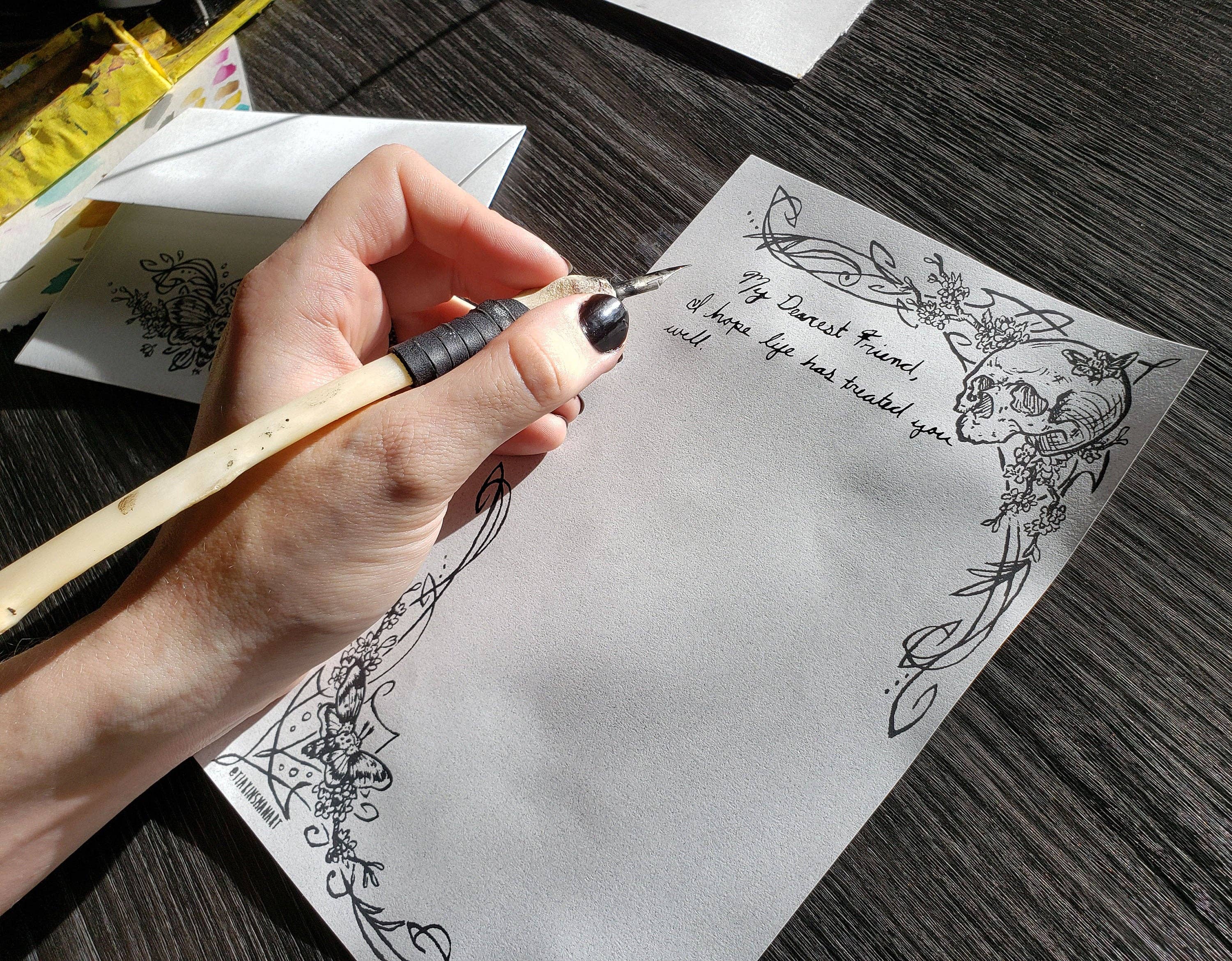 Tia Kinsman - Wholesale Stationery/Notecard Set - Deaths Head Moth Goth Letter Stationery Set6