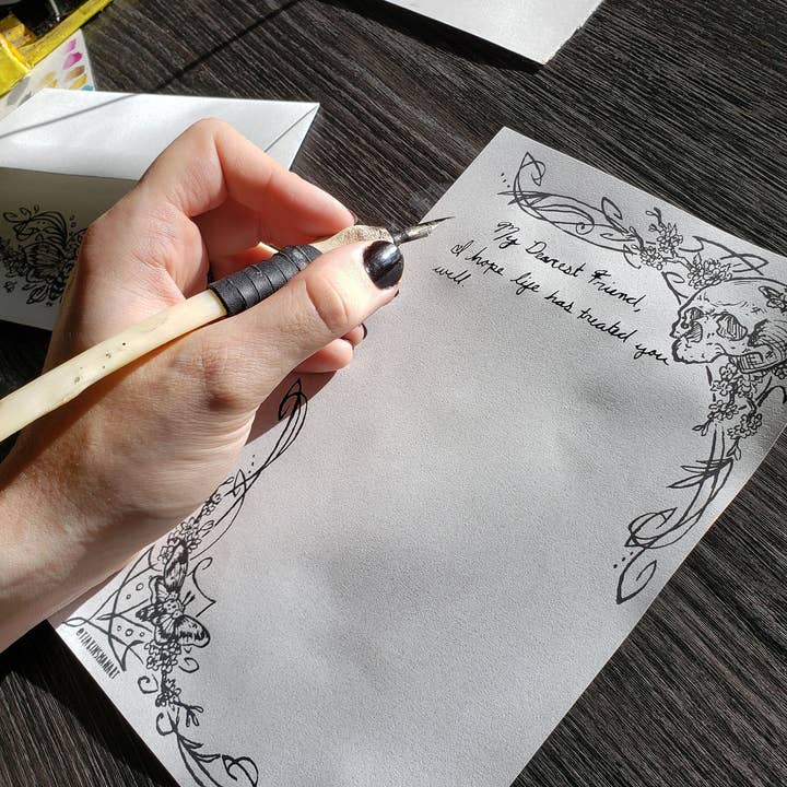 Tia Kinsman - Wholesale Stationery/Notecard Set - Deaths Head Moth Goth Letter Stationery Set6