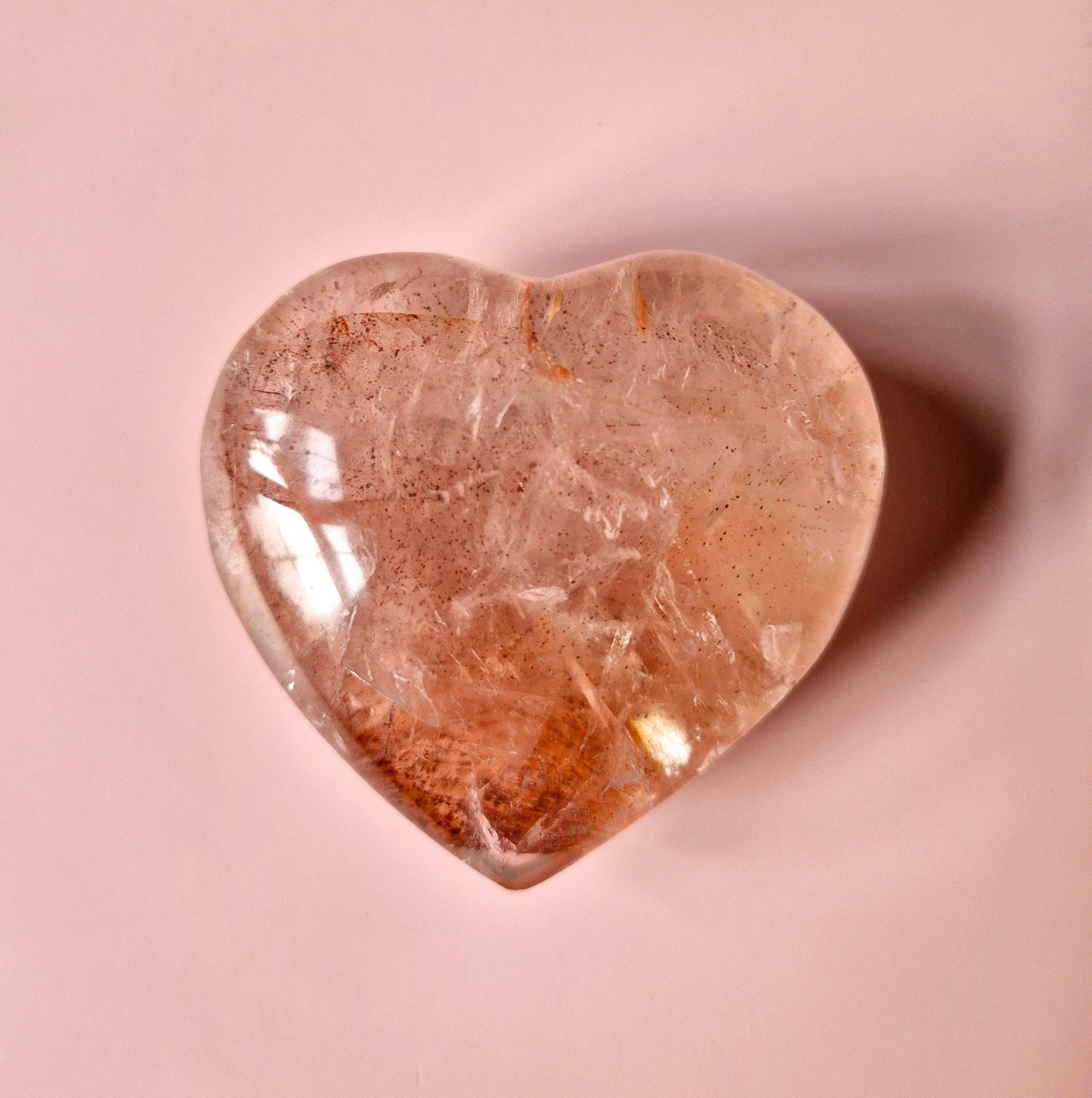 Moonlight Gemstones - Venta al por mayor Piedras/cristales espirituales - Corazones grandes de cuarzo fuego con piedra preciosa (El regalo perfecto para San Valentín) Cuarzo hematóide15