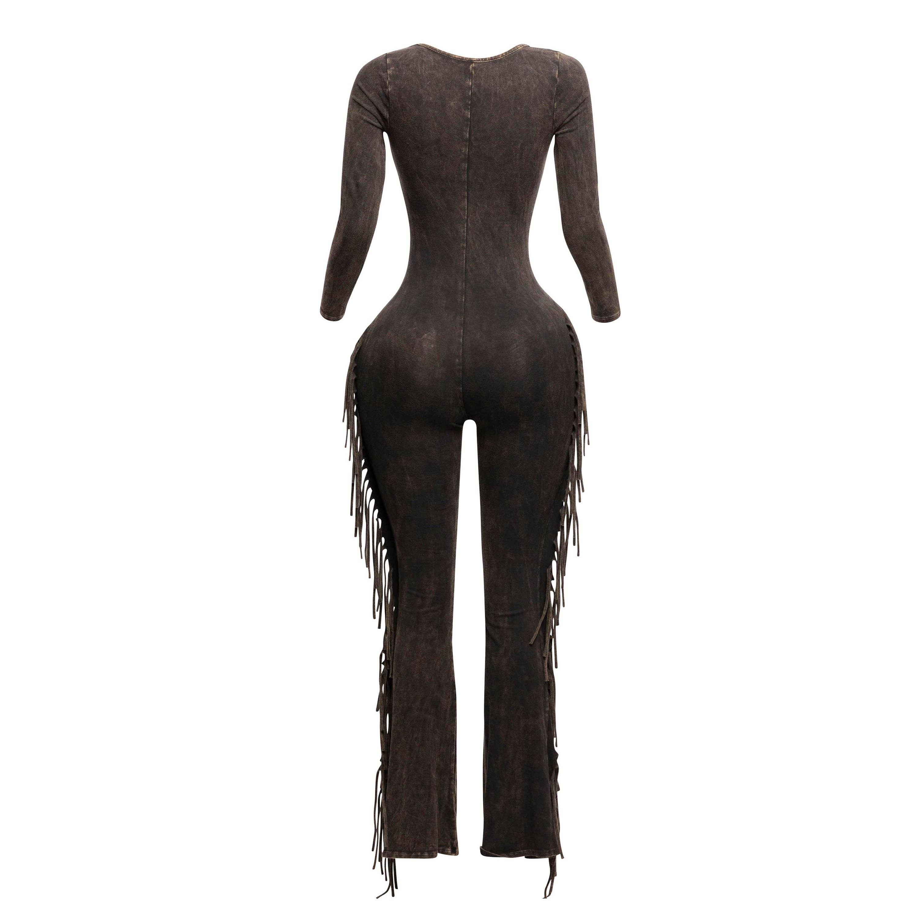 DORCAS - Wholesale Jumpsuit - Women's - Mineral washed fringed jumpsuit2
