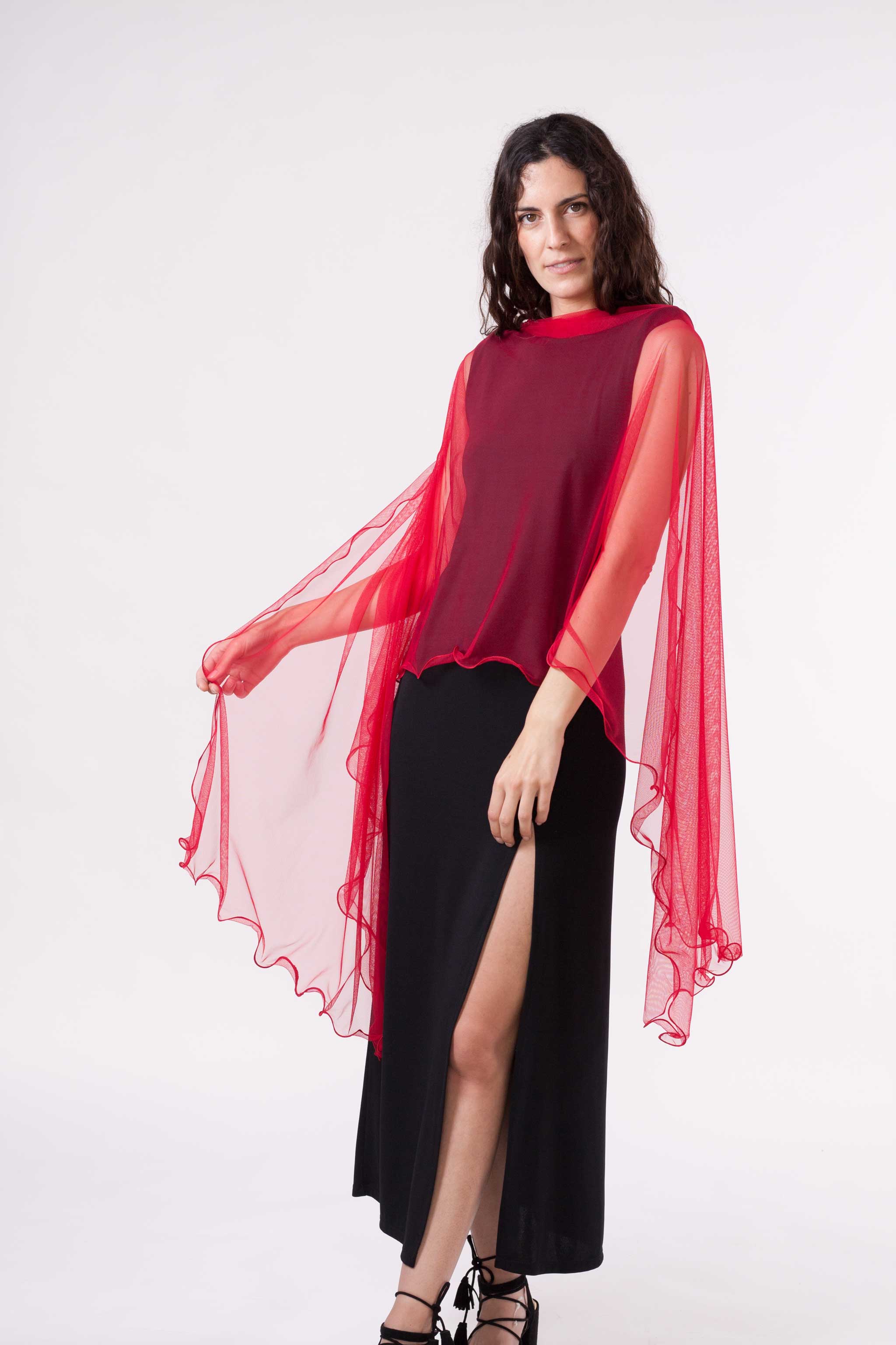 MR Complements - Vente Écharpe – femme - Châle en tulle grande taille aux bords ondulés3