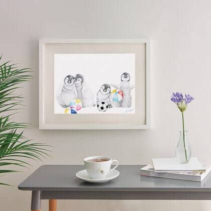 Art: PENGUIN CRéCHE | Art Print, Wall Art for wholesale by Deckled Edge Ltd