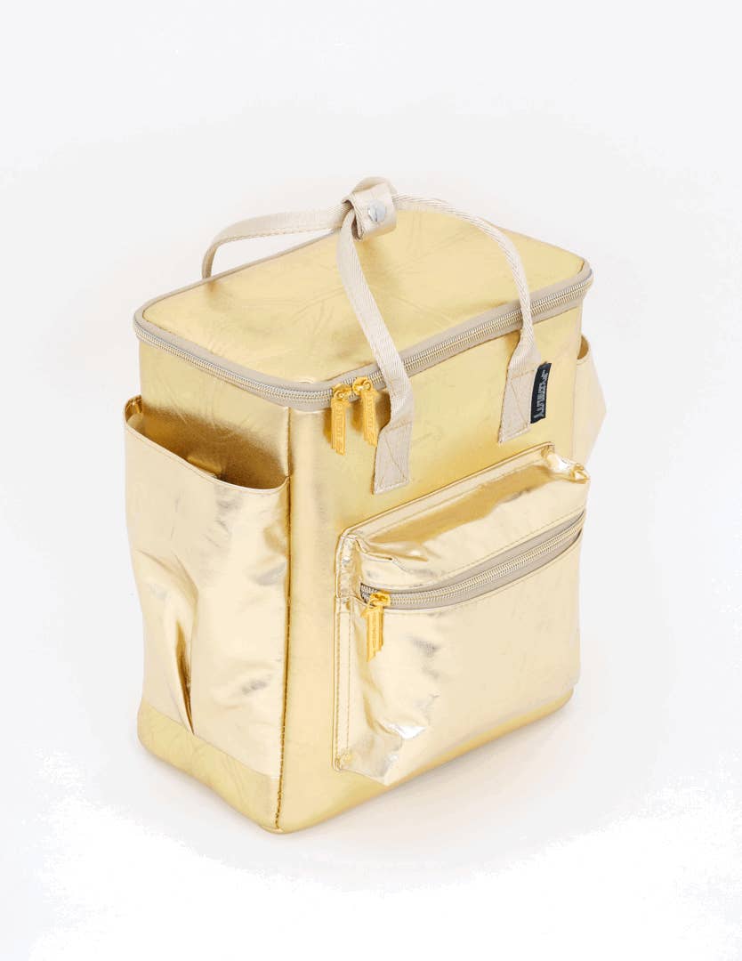 Fydelity – wholesale Cooler/cooler bag – Cute Fashion Cooler Backpack | 12 Slim Can Beach Bag | Gold