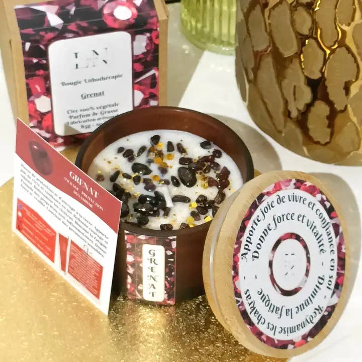 Bougie Lithothérapie Grenat pour la vente par LNDECO