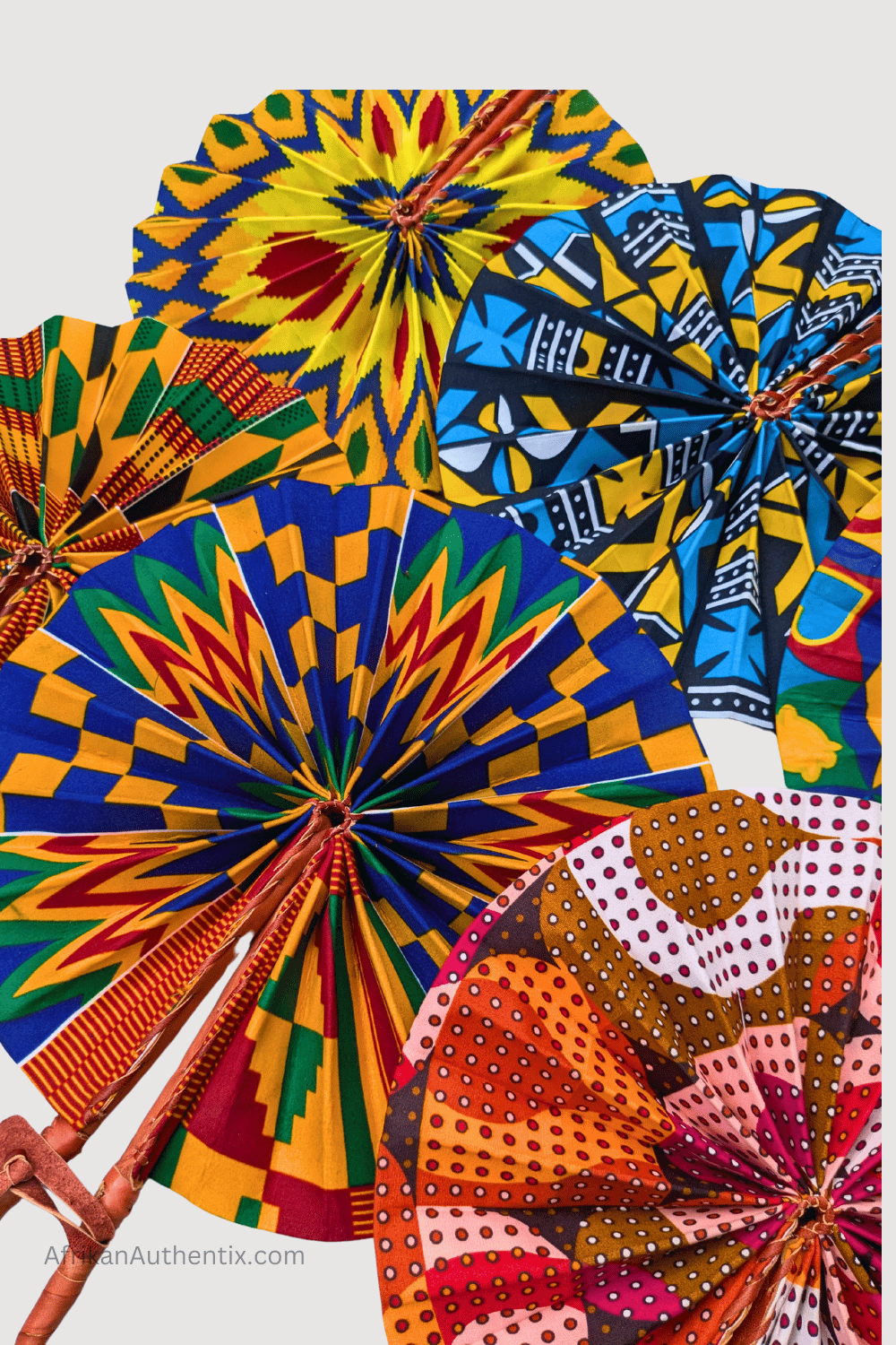 Afrikan Authentix - Wholesale Handheld Folding Fan - African Folding Fans Assorted Set of 30 Kente print Fans11