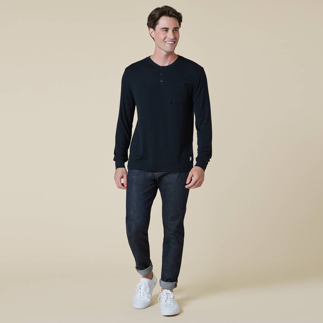 Softies – wholesale Nattskjorta - Herr – Henley nattskjorta för män i extremt mjuk ribbad modal