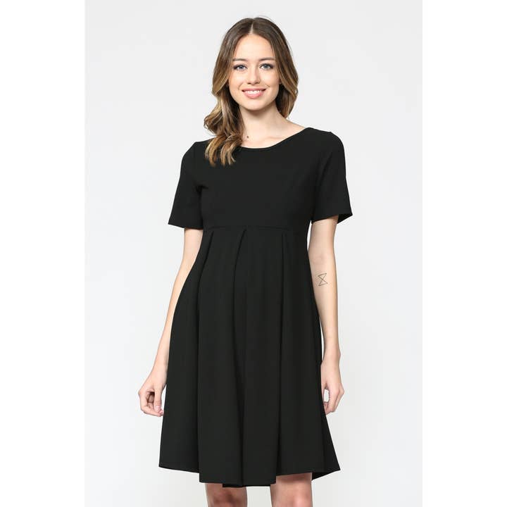 Hello Miz - Wholesale Dress - Maternity - Pleated Round Neck Maternity Skater Dress2