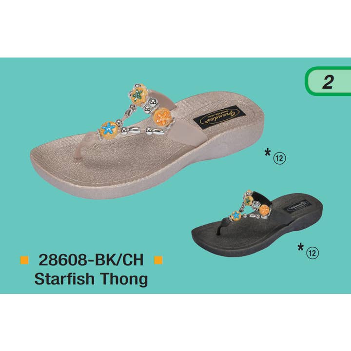 String Starfish, 6-11, BK/cham pour la vente par Grandco Sandals