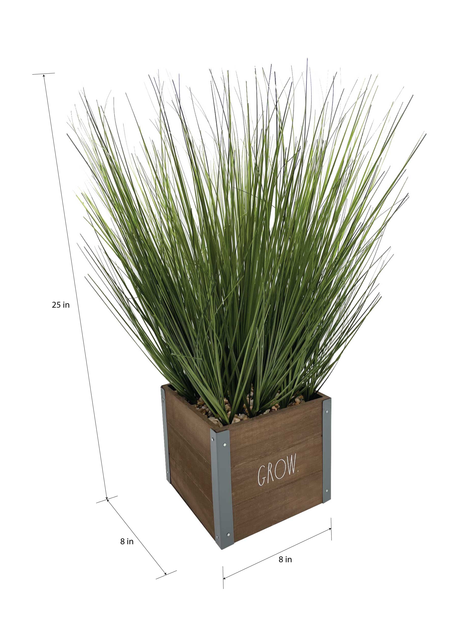 DesignStyles Home - Wholesale Artificial Plant - Rae Dunn “Grow” Artificial Grass Plants with Wooden Planter2