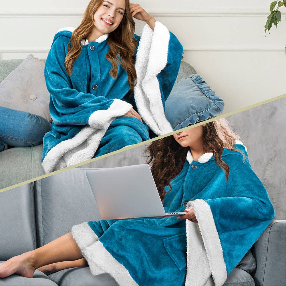 Pavilia – wholesale Poncho – Women's – Angel Wrap Hoodie Sherpa Poncho Blanket65