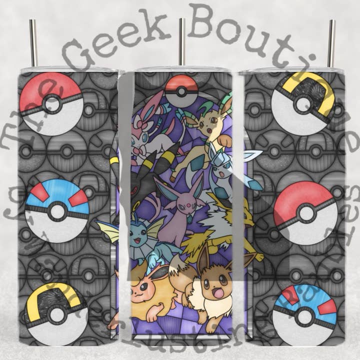 The Geek Boutique - Wholesale Insulated Mug/Tumbler - Eevee Stained Glass anime Cartoon Tumbler