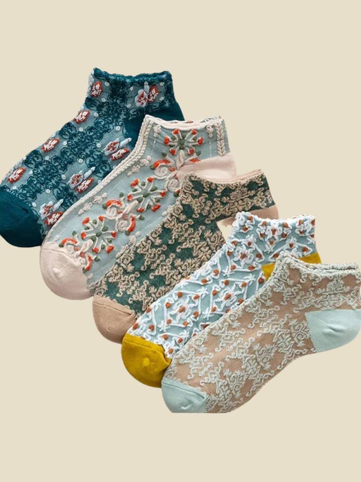 JCS020 Vintage 3D Floral Socks for wholesale by JC Sunny Fashion