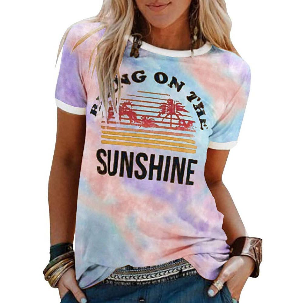 Suzie Q USA – wholesale Screen printed t-shirt – Women′s – Tie dye Sunshine t-shirts6