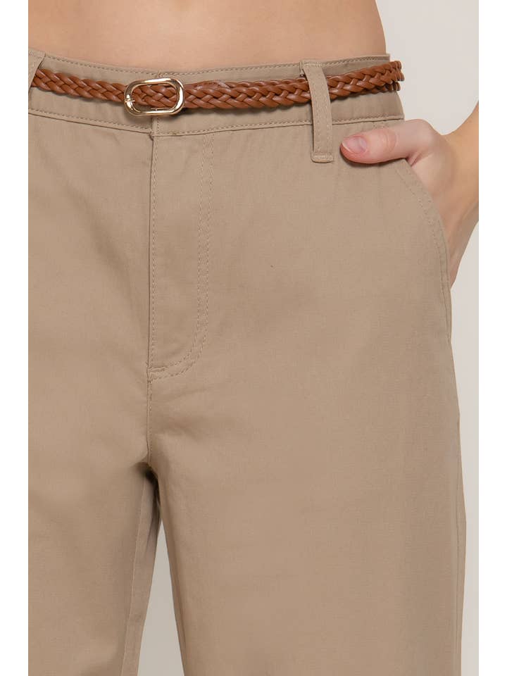 Active Basic | Active USA - Wholesale Pants - Women's - Chino Pants with Braided Belt10