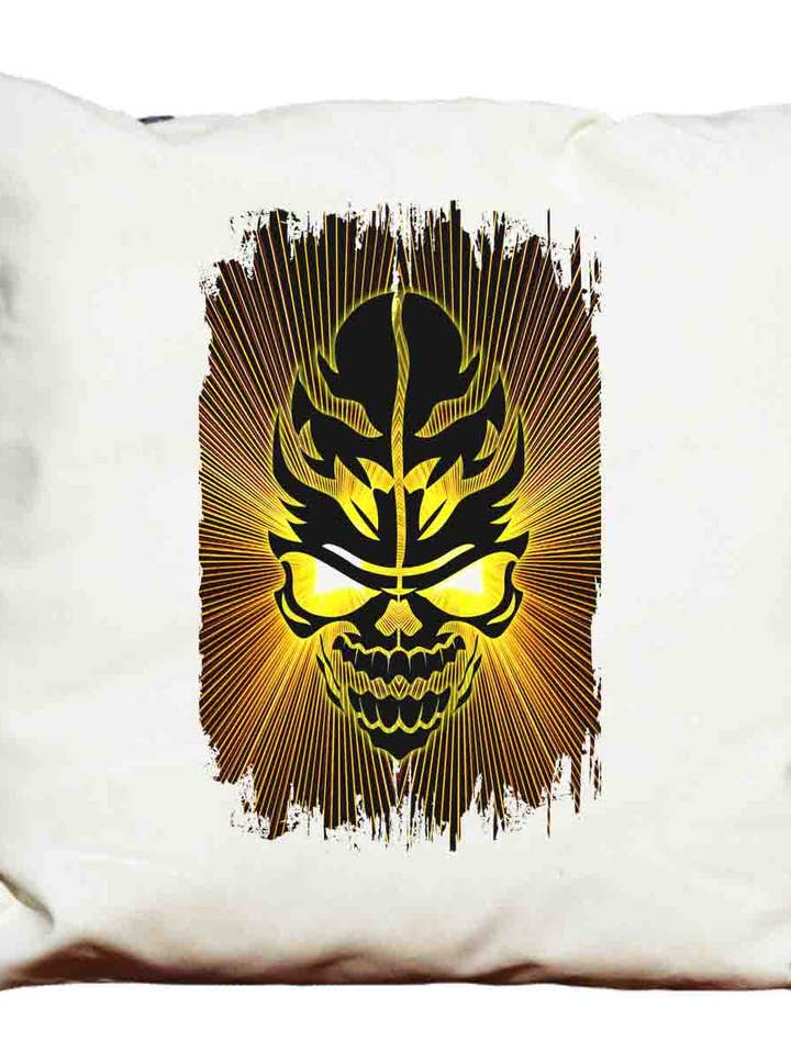 Coussin décoratif crâne tribal psychédélique pour la vente par DB GROUP SRL