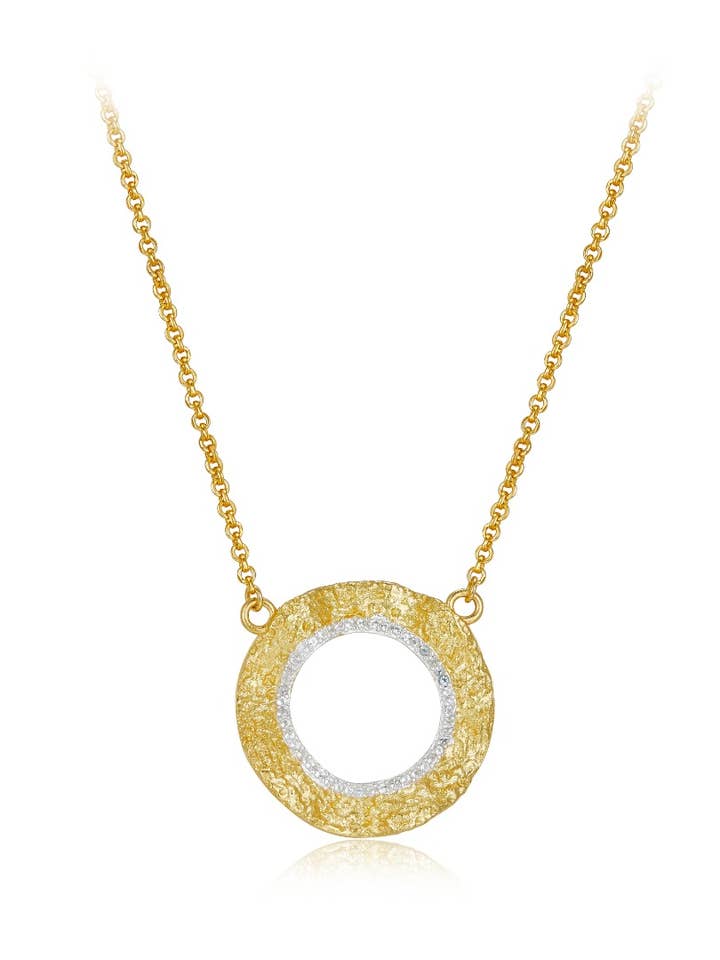 Shen Cubic Zirconia Sterling Silver Gold Vermeil Necklace for wholesale by Janus