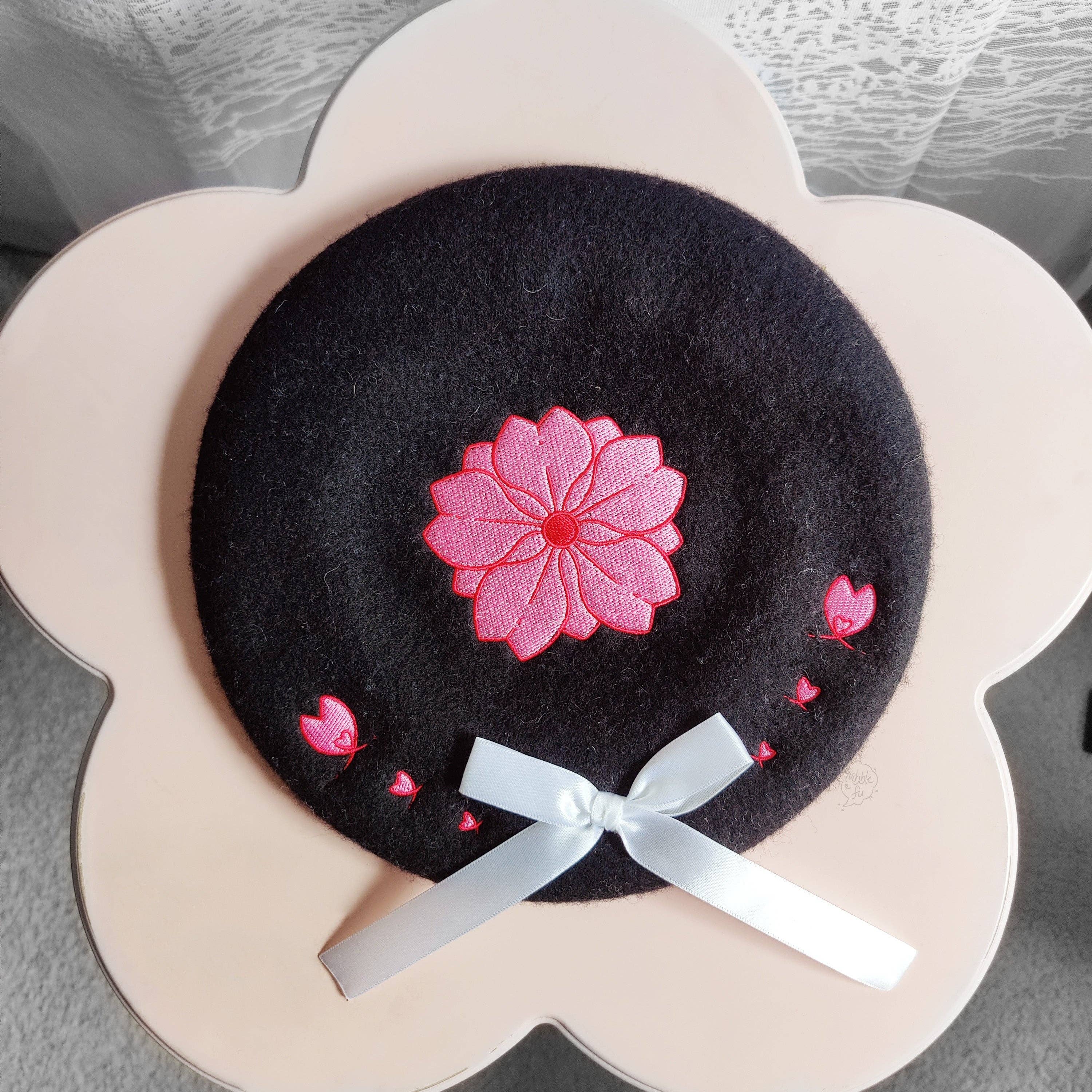 squibblefu - Wholesale Beret - Unisex - Sakura Bow Beret | SakurAccessories4