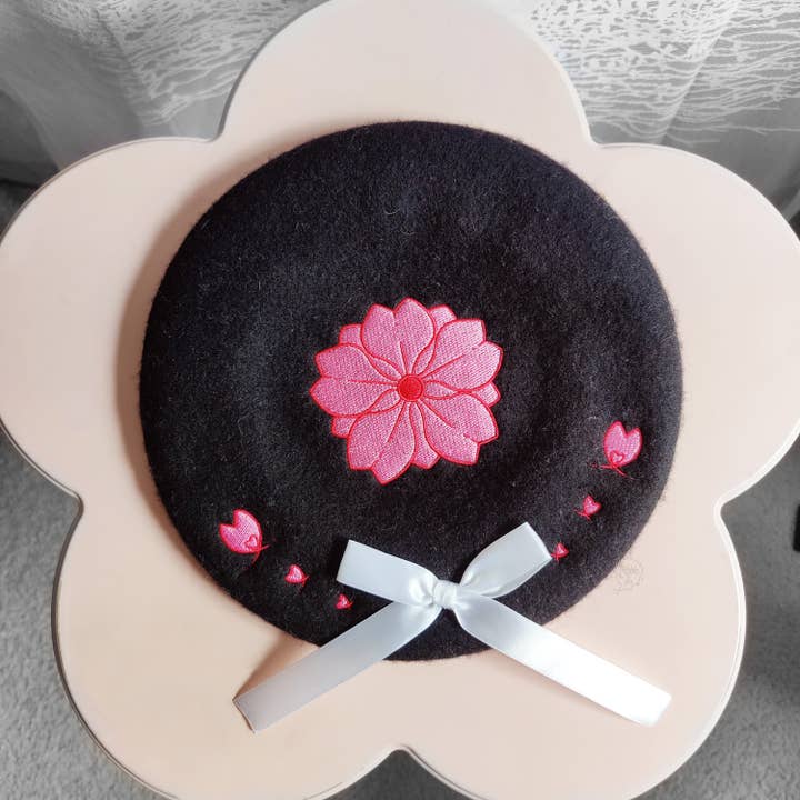 squibblefu - Wholesale Beret - Unisex - Sakura Bow Beret | SakurAccessories4