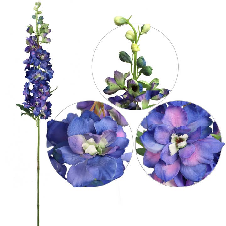 Larksilk - Wholesale Artificial Flowers - 36" Delphinium - Dark Blue Faux Flower